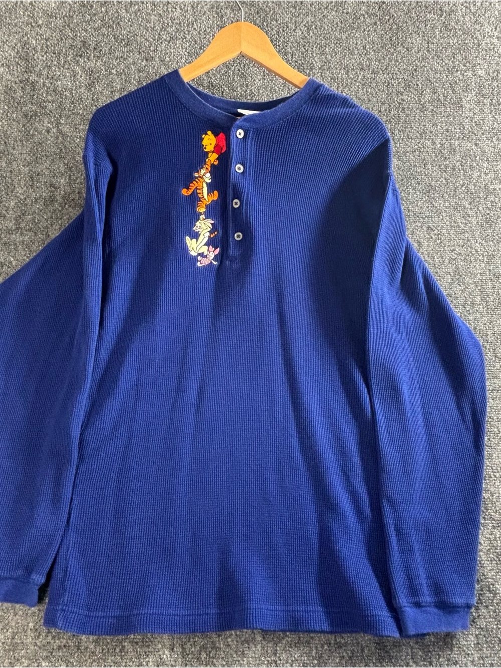 Disney Navy Blue Long Sleeve Henley with Winnie the Pooh & Friends